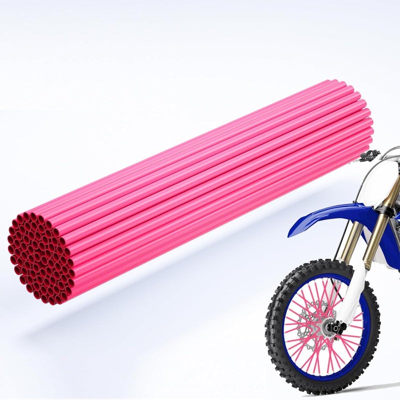 REWOLFNUS 72Pcs Dirt Bike Spoke Covers Wheel Spoke Wraps Wheel Rim Spoke Skins Universal for Motorcycle(Pink) - Image 1